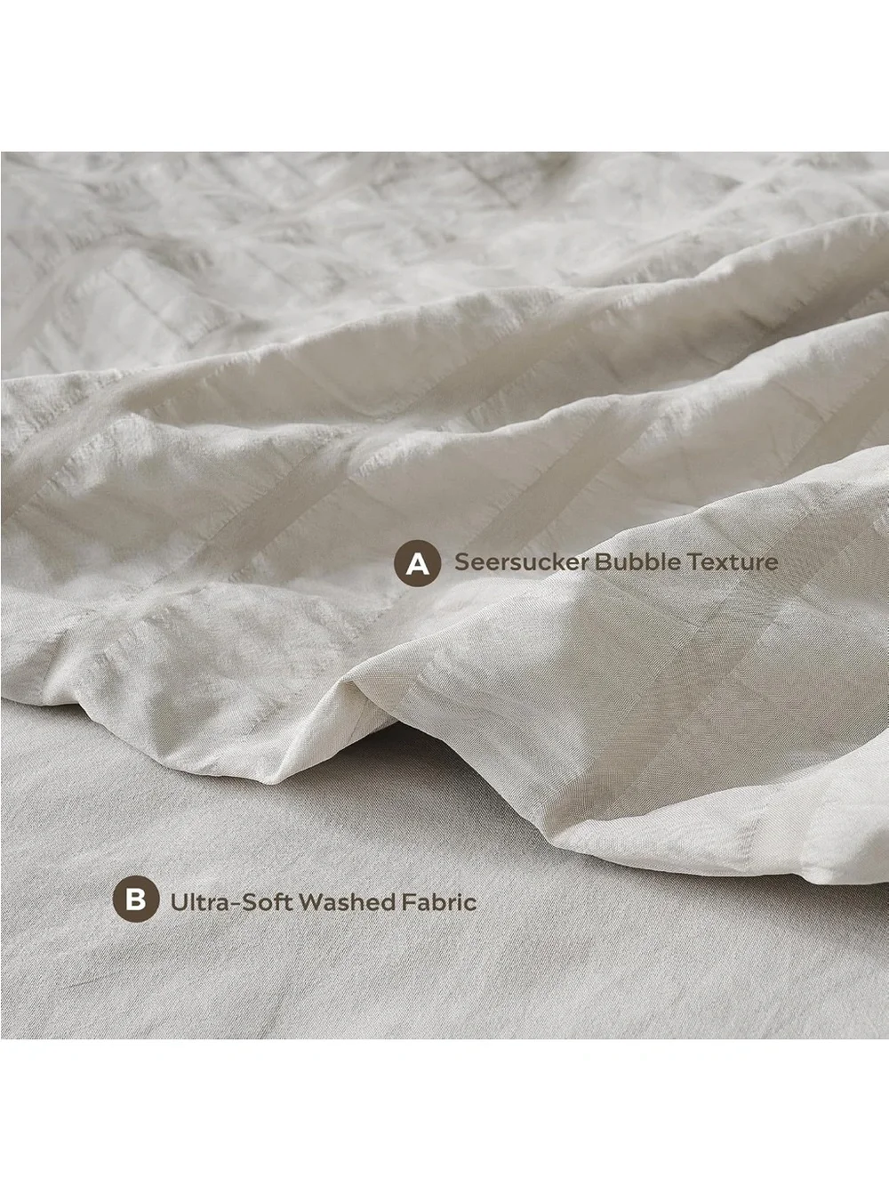 NEW JELLYMONI Oatmeal (Cream) Seersucker Duvet Cover Set